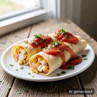 Пълнеж за палачинки от  домати (доматено пюре), яйца и сирене