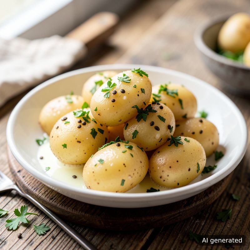 Варени пресни картофи с масло